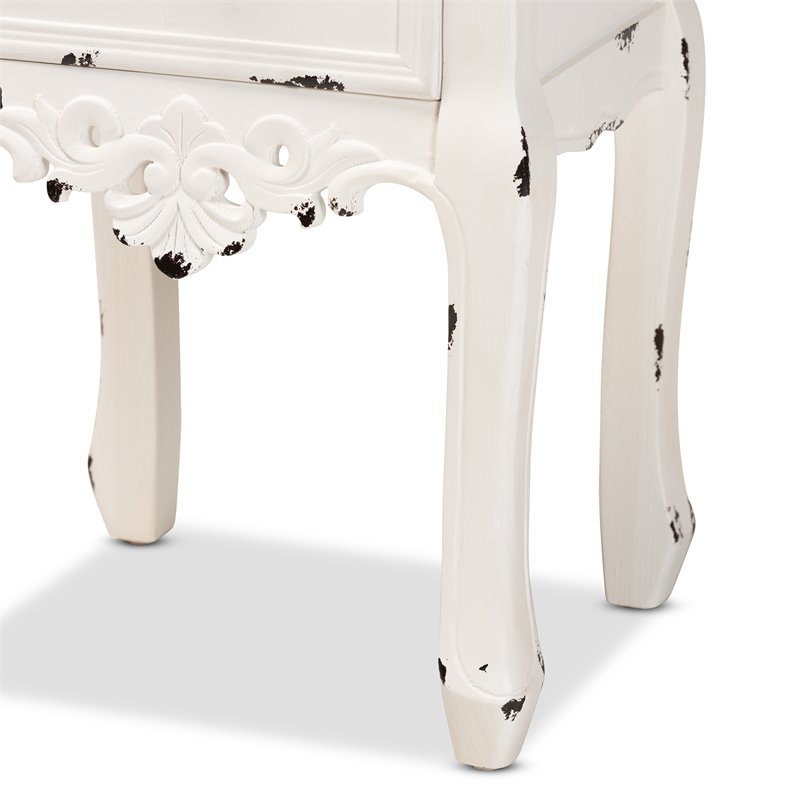 Bowery Hill Two-Tone Brown and Antique White Wood 2-Drawer End Table