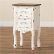 Bowery Hill Two-Tone Brown and Antique White Wood 2-Drawer End Table