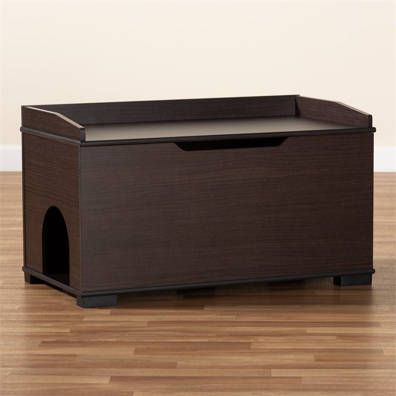 Bowery Hill Dark Brown Finished Wood Cat Litter Box Cover House