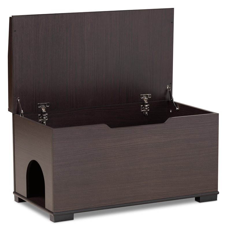 Bowery Hill Dark Brown Finished Wood Cat Litter Box Cover House