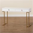 Bowery Hill White Finished Wood and Gold Metal 2-Drawer Console Table