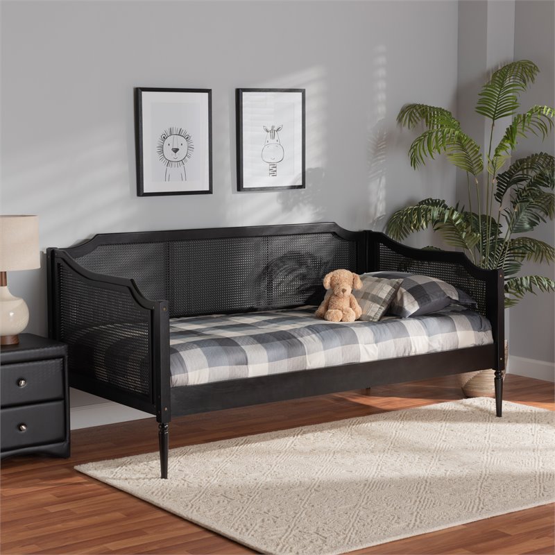 Bowery Hill Contemporary Charcoal Finished Wood Twin Size Daybed