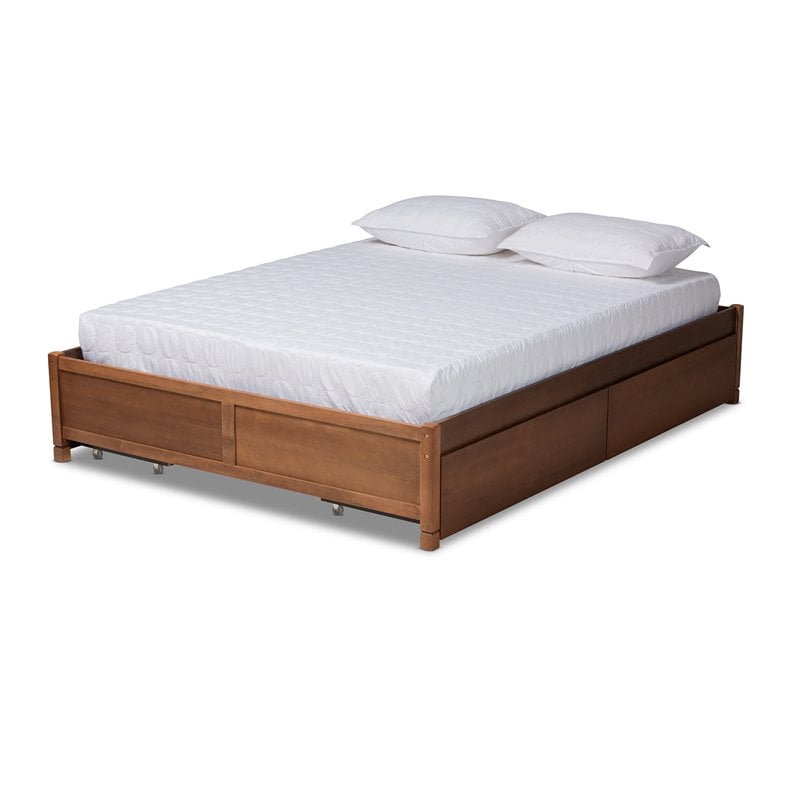 Bowery Hill Brown Finished Wood Queen Size 4-Drawer Platform Storage Bed
