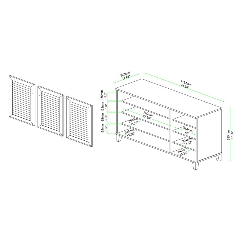 Bowery Hill Oak Brown Finished Wood 3-Door Shoe Storage Cabinet