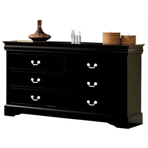 bowery hill modern / contemporary wooden 6-drawer dresser in black