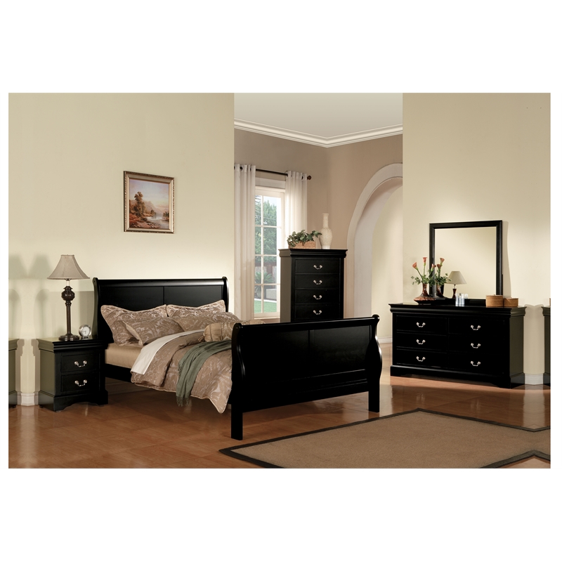 Bowery Hill Modern / Contemporary Wooden 6-Drawer Dresser in Black