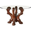 Bowery Hill Glass Cherry Round Dining Table Single Pedestal 54