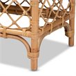 Bowery Hill Orchard White Fabric Upholstered and Brown Rattan Bench
