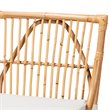 Bowery Hill White Fabric Upholstered and Brown Rattan Counter Stool