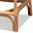 Bowery Hill White Fabric Upholstered and Brown Rattan Counter Stool