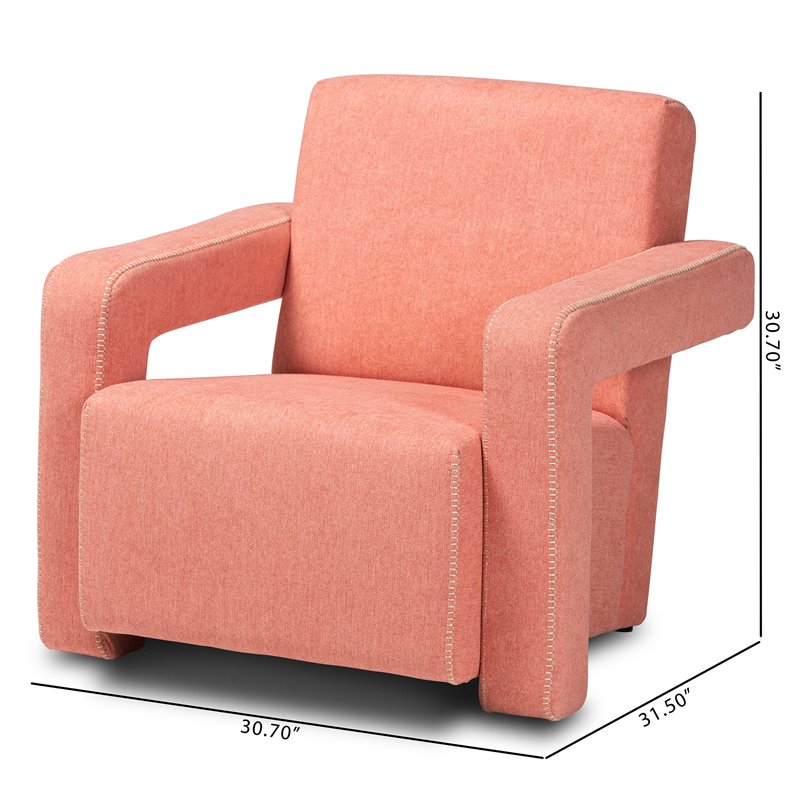 Bowery Hill Contemporary Light Red Fabric Upholstered Armchair