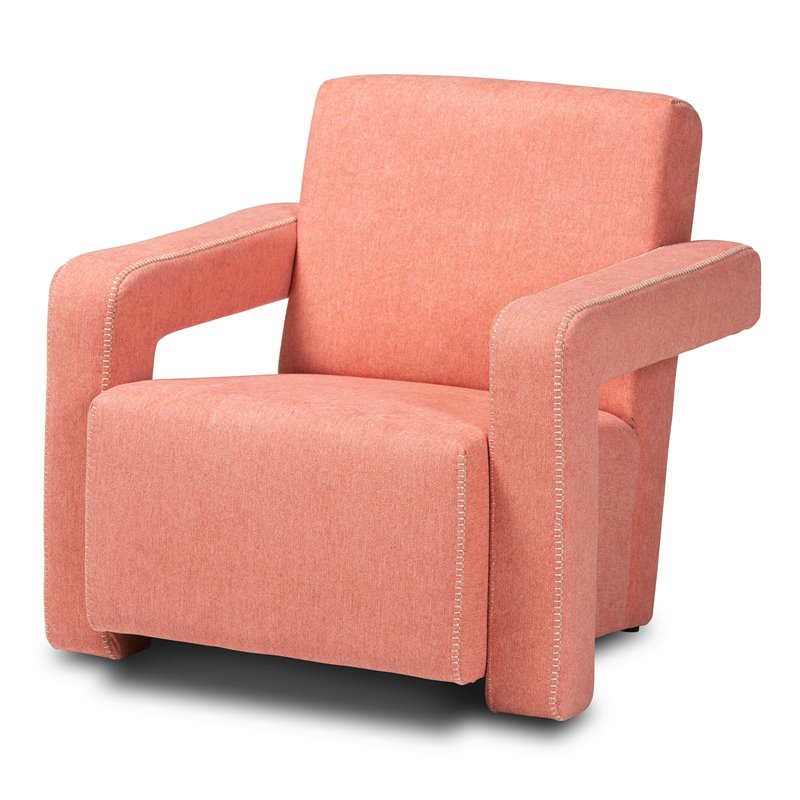 Bowery Hill Contemporary Light Red Fabric Upholstered Armchair