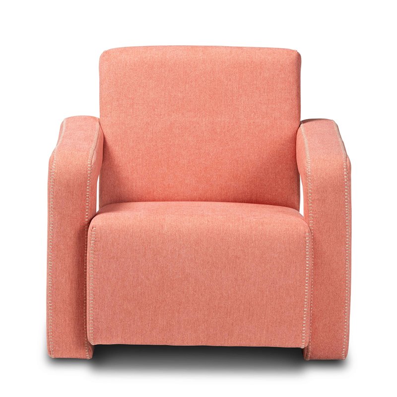 Bowery Hill Contemporary Light Red Fabric Upholstered Armchair