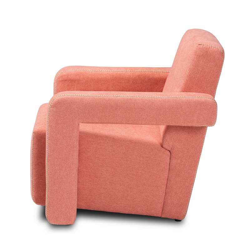 Bowery Hill Contemporary Light Red Fabric Upholstered Armchair