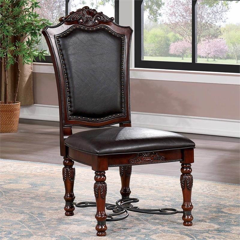 Bowery Hill Wood Padded Side Chair in Brown Cherry (Set of 2)
