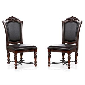 Bowery Hill Wood Padded Side Chair in Brown Cherry (Set of 2)