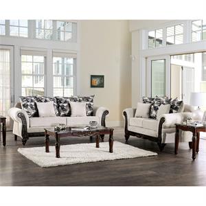 Bowery Hill Traditional Soft Texture Chenille 2-Piece Sofa Set in Gray