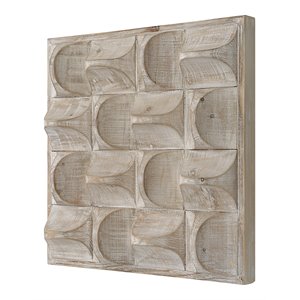 Bowery Hill Contemporary Fir Wood and MDF Wall Decor in Natural and Ivory