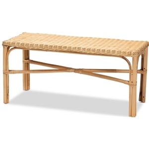 Bowery Hill Modern Bohemian Natural Brown Rattan Accent Bench