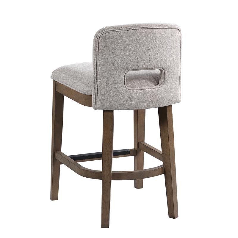 Bowery Hill Brown Solid Wood and White Fabric 24-inch Bar Stool