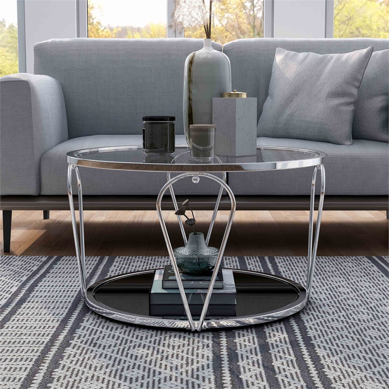 Bowery Hill Contemporary Metal 1-Shelf Coffee Table in Chrome