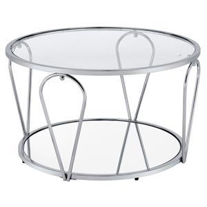 Bowery Hill Contemporary Metal 1-Shelf Coffee Table in Chrome