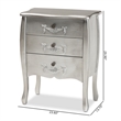 Bowery Hill Brushed Silver Finished Wood 3-Drawer Storage Cabinet