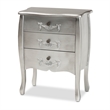 Bowery Hill Brushed Silver Finished Wood 3-Drawer Storage Cabinet