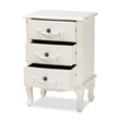 Bowery Hill Contemporary White Finished Wood 3-Drawer End Table