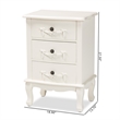 Bowery Hill Contemporary White Finished Wood 3-Drawer End Table