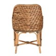Bowery Hill Natural Brown Woven Rattan Dining Arm Chair with Cushion