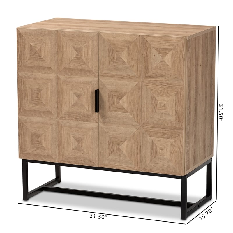 Bowery Hill Brown Finished Wood and Black Metal 2-Door Storage Cabinet
