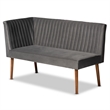 Bowery Hill Gray Velvet and Brown Wood 4-Piece Dining Nook Set
