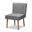 Bowery Hill Gray Velvet and Brown Wood 4-Piece Dining Nook Set