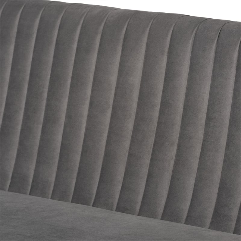 Bowery Hill Gray Velvet and Brown Wood 4-Piece Dining Nook Set