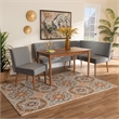 Bowery Hill Gray Velvet and Brown Wood 4-Piece Dining Nook Set