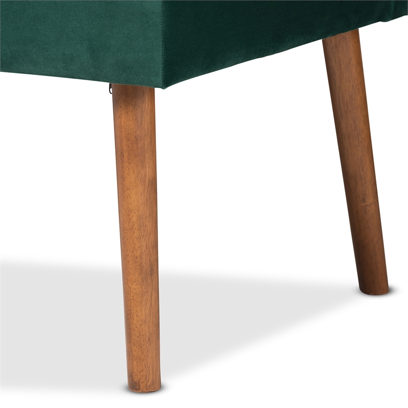 Bowery Hill Green Velvet and Brown Wood 2-Piece Dining Nook Set