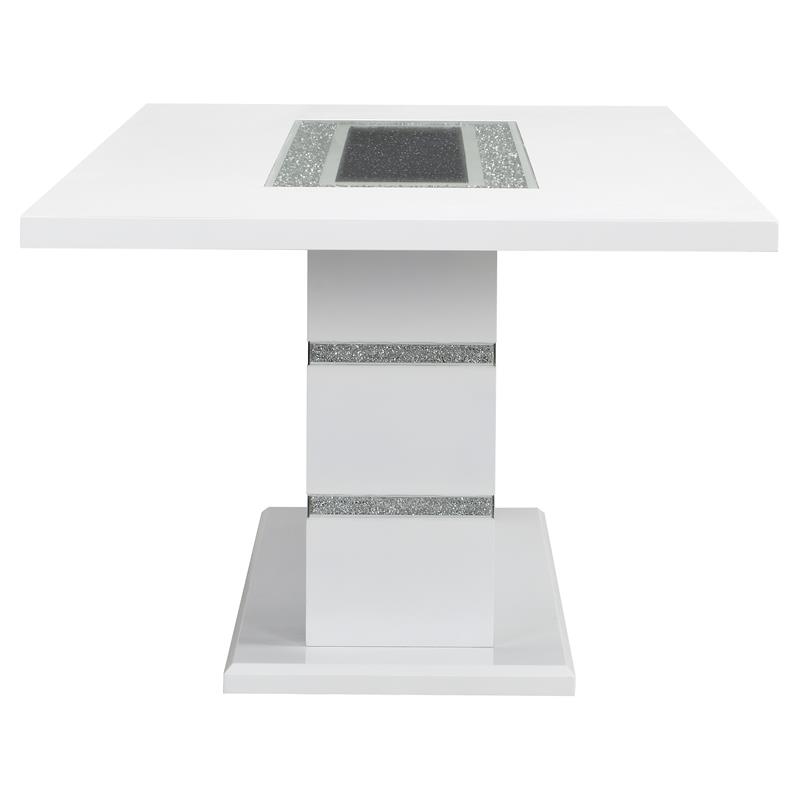 Bowery Hill Rectangle Wood Top Dining Table in Gray and White High Gloss