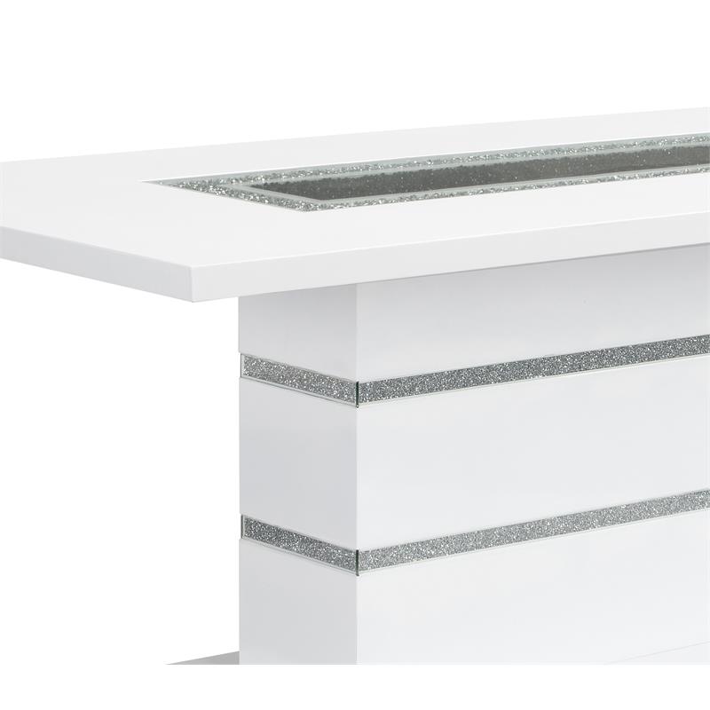 Bowery Hill Rectangle Wood Top Dining Table in Gray and White High Gloss