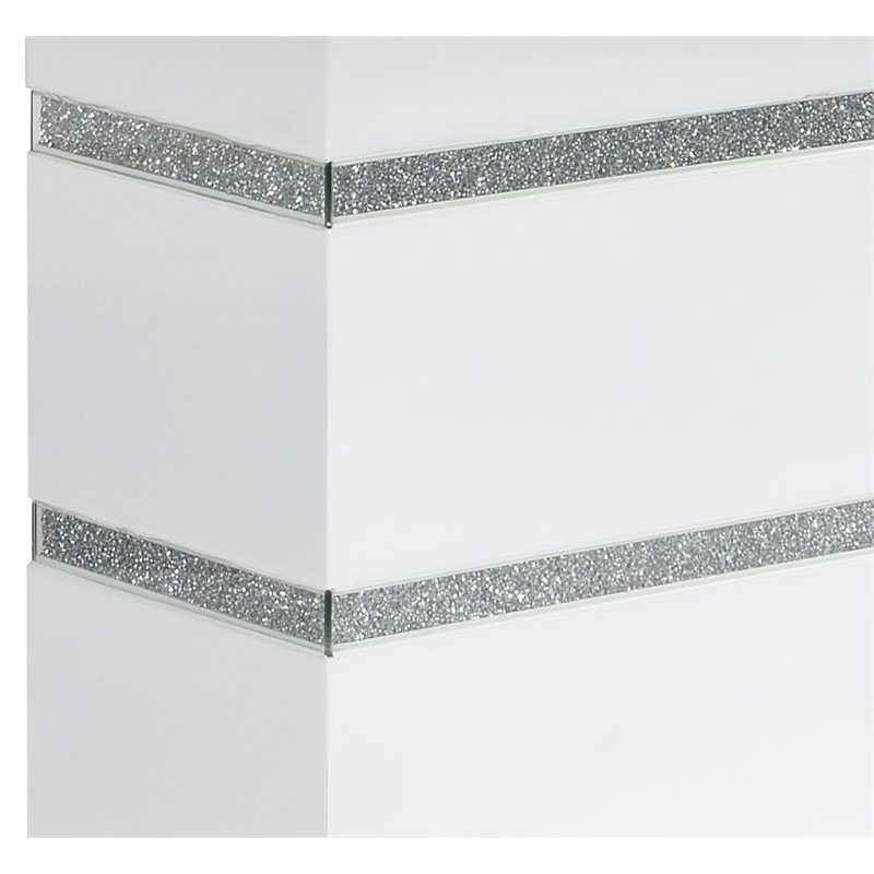 Bowery Hill Rectangle Wood Top Dining Table in Gray and White High Gloss