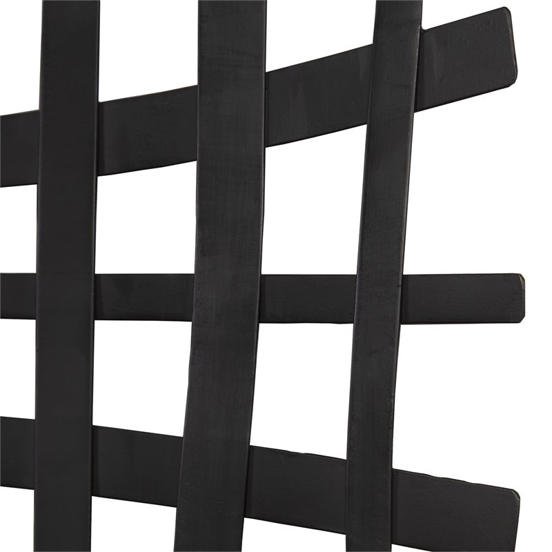Bowery Hill Square Abstract Grid Pattern Iron Metal Wall Decor in Black
