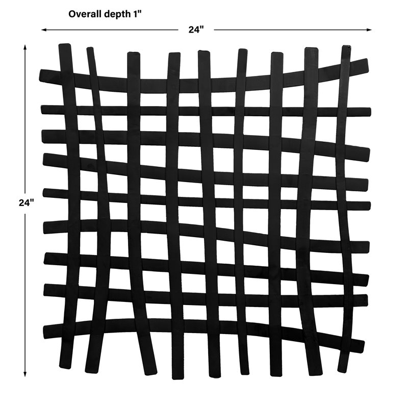Bowery Hill Square Abstract Grid Pattern Iron Metal Wall Decor in Black