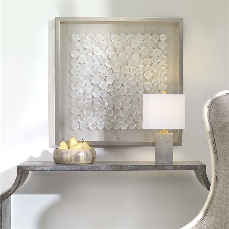 Bowery Hill Capiz Shell Wood and glass Shadow Box in Brushed Silver
