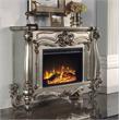 Bowery Hill Rectangular Carving Wooden Frame Fireplace in Antique Platinum
