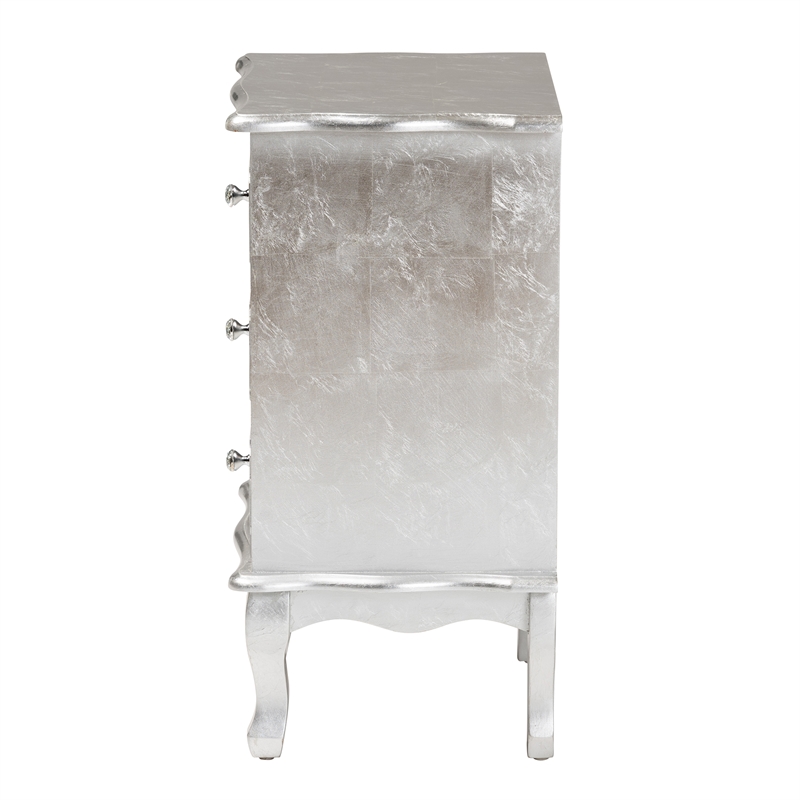 Bowery Hill Contemporary Silver Finished Wood 3-Drawer End Table
