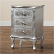 Bowery Hill Contemporary Silver Finished Wood 3-Drawer End Table