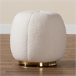 Bowery Hill Modern Ivory Boucle Upholstered and Gold Metal Ottoman