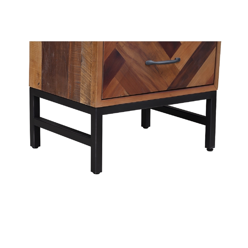 Bowery Hill Oak Wood 3 Drawer Nightstand - Natural Oak Finish