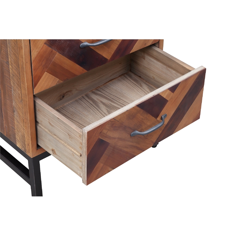 Bowery Hill Oak Wood 3 Drawer Nightstand - Natural Oak Finish