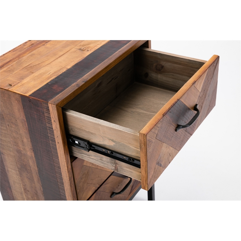 Bowery Hill Oak Wood 3 Drawer Nightstand - Natural Oak Finish